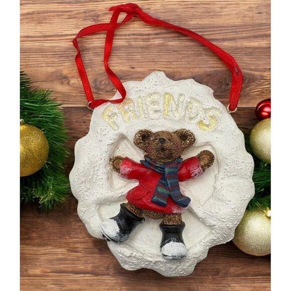 Kurt S Adler Holly Bearies Friends Christmas Tree Ornament Snow Angel Vintage - Picture 1 of 6